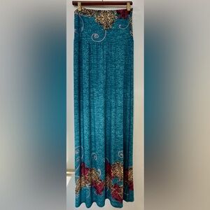 Emerald Strapless Dress in Turquoise with Gold and Burgundy Accents